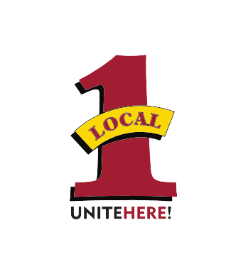 Unite HERE Local 1 logo - red number 1 with yellow LOCAL